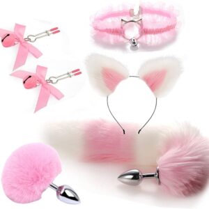 6-Piece Fluffy Fox Tail and Anal Plug Cosplay Set