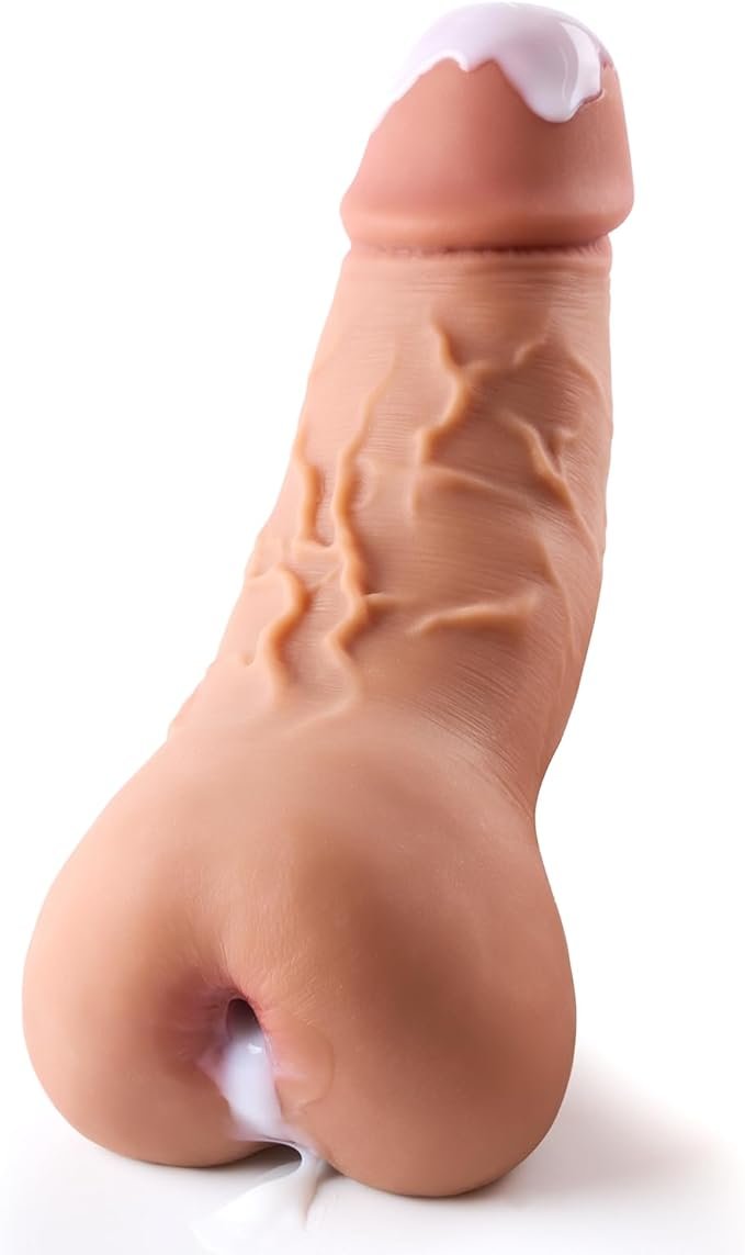 2-in-1 Realistic Male Masturbator Dildo with Dual Entry Design