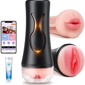 Squeezable Vibrating Male Masturbator with Dual TPE Sleeves