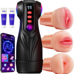 Uoffile Smart Male Masturbator with AI App Control and 3 Sleeves
