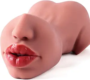 Dual-ended oral and vaginal pocket torso male masturbator with round ass curves in body-safe TPE