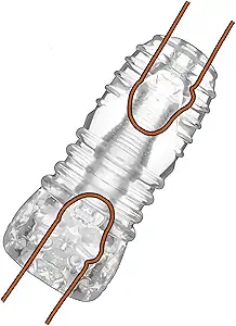 Dual-end open pocket stroker and male masturbator in transparent TPE with internal nubs