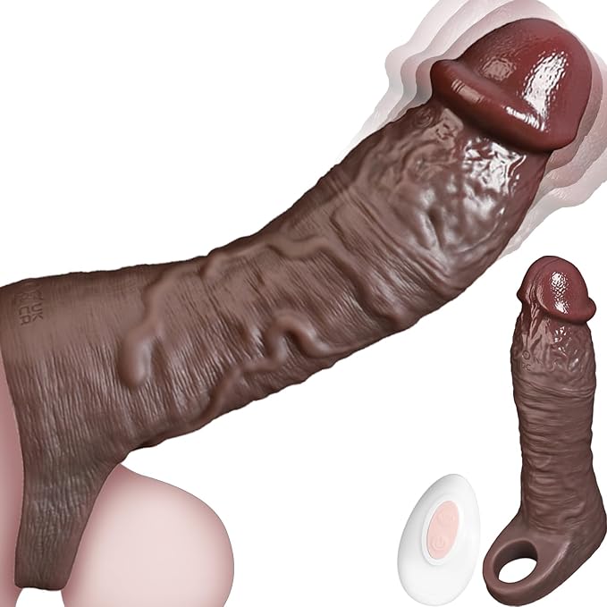 Vibrating penis extender sleeve with a wireless remote control and integrated ball strap