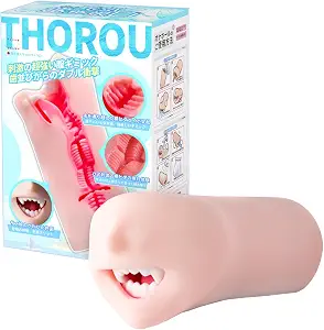 Open-mouth oral pocket torso male masturbator with simulated teeth and 3-stage TPE channel